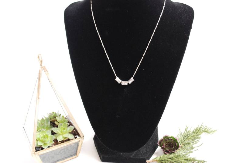 Einfache Sterling Kette Mit 3 Bar Perlen Silber von ATreasureHunt