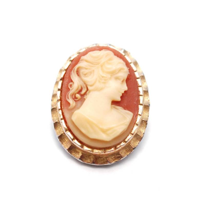 Jahrgang Pfirsich Und Elfenbein Cameo-Brosche - Gold-Ton Figur Weiblich Lady Fancy Victorian von ATreasureHunt