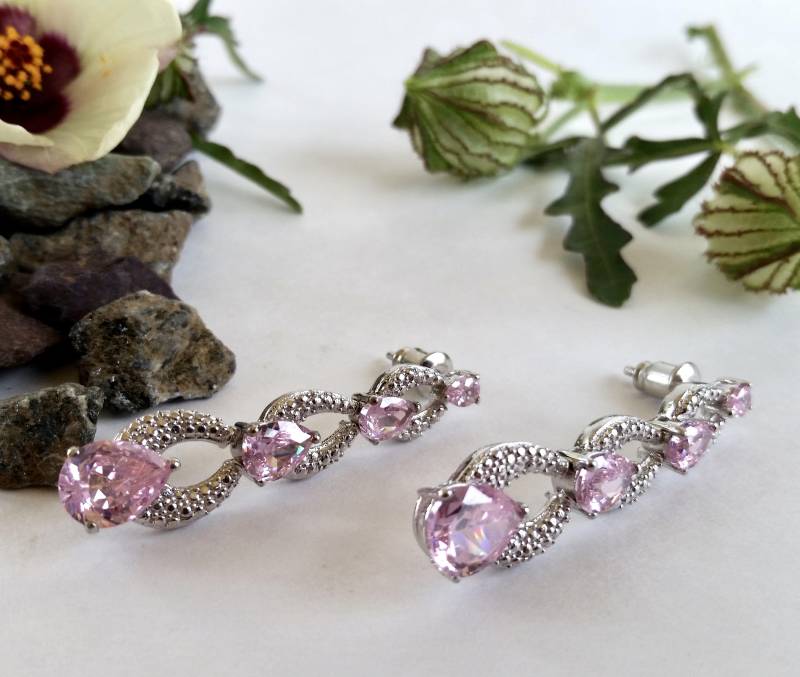 Rosa Eis & Sterling Teardrop Cascade Tropfen Ohrringe von ATreasureHunt