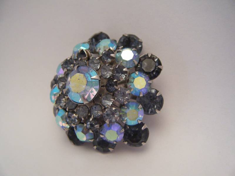 Vintage Blau Irisierenden Strass-Brosche - Tier Mitte Des Jahrhunderts von ATreasureHunt