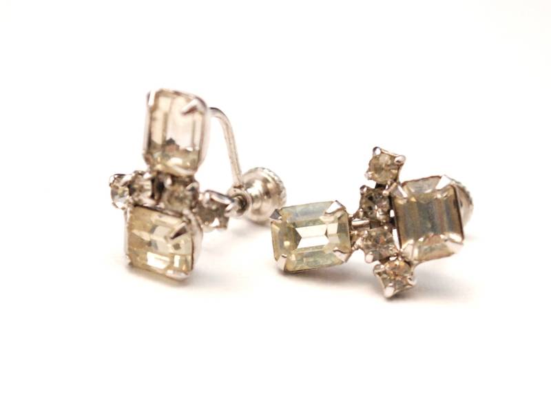 Vintage Elegante Strass Ohrringe - Schraube Zurück Formal Hochzeit Braut von ATreasureHunt