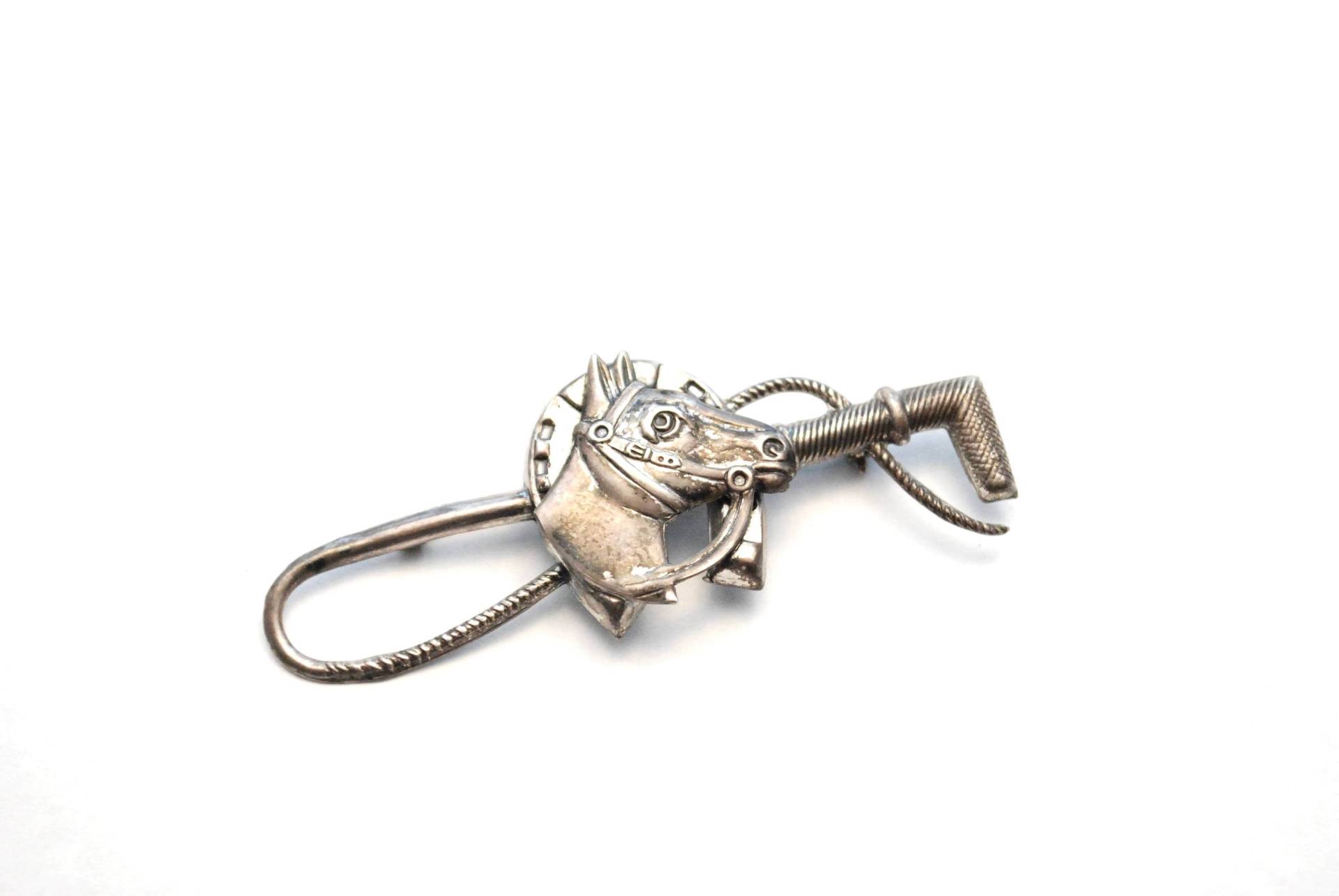 Vintage Reit-Brosche - Pferdekopf Ernte Hufeisen Sterling Silber Reiter Reiten von ATreasureHunt