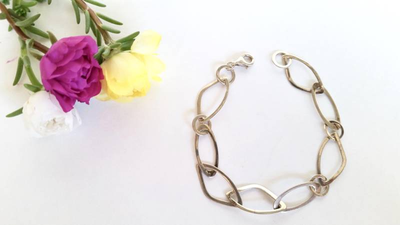 sterling Tennis Armband - Unregelmäßige Silber Minimal Boho von ATreasureHunt