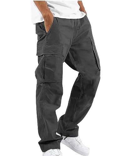 AUDATE Herren Vintage Trouser Hose Cargohose Baumwolle Outdoorhose Hose Casual Freizeithose Pants Dunkelgrau XL von AUDATE