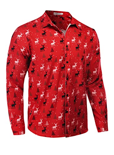 AUDATE Herren Weihnachtsferienhemd Cartoon Santa Print Hemd Button Down Langarmhemd Businesshemd Red XXL AUDATE Herren Weihnachtsferienhemd Cartoon Santa Print Hemd Button Down Langarmhemd Businesshemd Red XXL von AUDATE