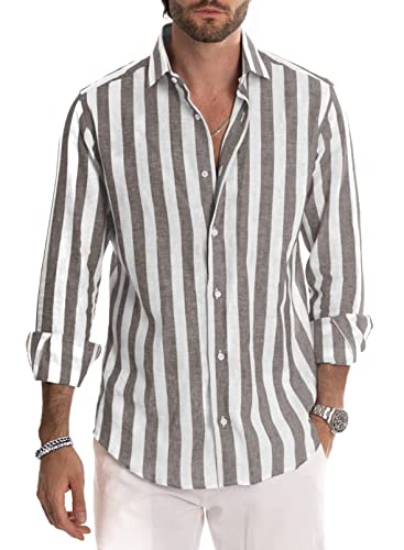 AUDATE Herrenhemden Langarm Gestreift Freizeithemd Button Down Casual Baumwolle Businesshemd Hellbraun XL AUDATE Herrenhemden Langarm Gestreift Freizeithemd Button Down Casual Baumwolle Businesshemd Hellbraun XL von AUDATE