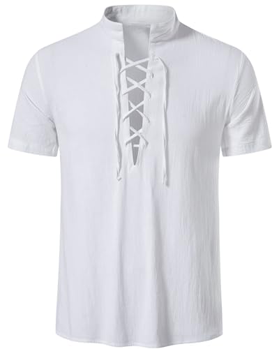AUDATE Leinenhemd Herren Kurzarm Freizeithemd Herren Hemd Regular Fit Sommer Strand Hemd Weiß L AUDATE Leinenhemd Herren Kurzarm Freizeithemd Herren Hemd Regular Fit Sommer Strand Hemd Weiß L von AUDATE