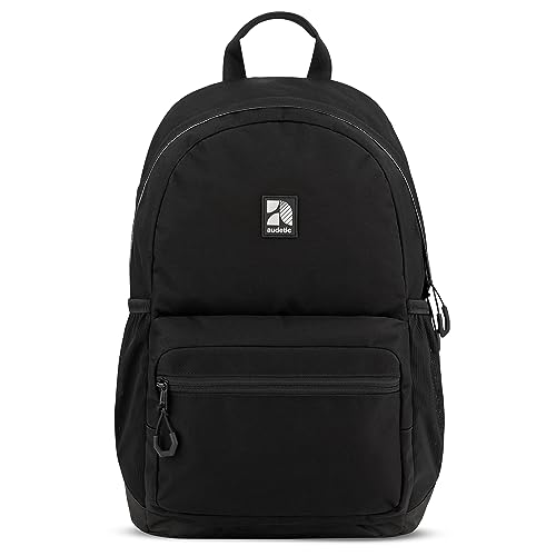 AUDETIC Schulrucksack Mädchen und Jungen Teenager Schwarz - Flex - Rucksack Damen & Herren mit 16 Zoll Laptop Fach für Schule & Freizeit - Wasserabweisend von AUDETIC