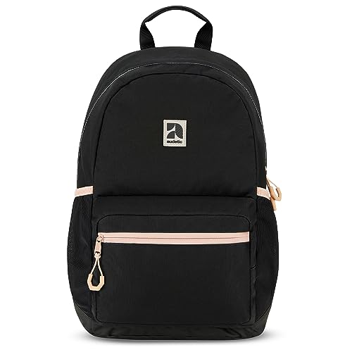 AUDETIC Schulrucksack Mädchen und Jungen Teenager Schwarz Rosa - Flex - Rucksack Damen & Herren mit 16 Zoll Laptop Fach für Schule & Freizeit - Wasserabweisend von AUDETIC