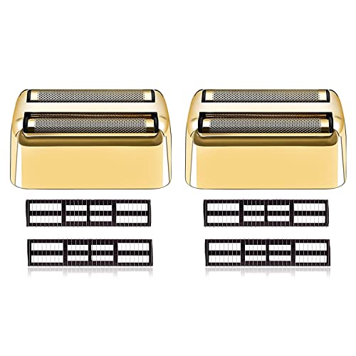 Ersatzscherteil Kompatibel mit BaByliss Folienrasierer FXFS2G / FXFS2 Rasierer,Elektrorasierer Scherkopf Scherfolie Kompatibel mit BaByliss Pro Folienrasierer,Gold 2 Sätze von AUDOC