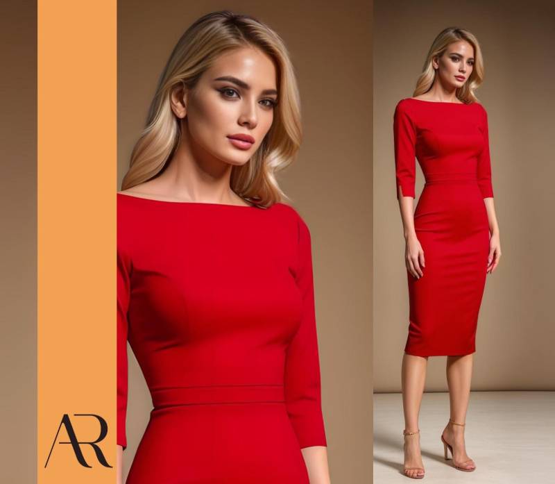Ginger - Red Fitted Sheath Dress von AUDRAYdresses