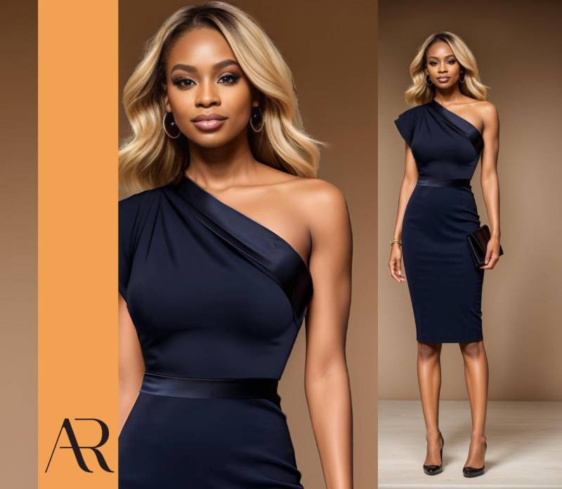 Marilyn - Navy Fitted Sheath Dress- Inspired By 1940S Hollywood Handmade in Germany Business Dress For Office & Events von AUDRAYdresses