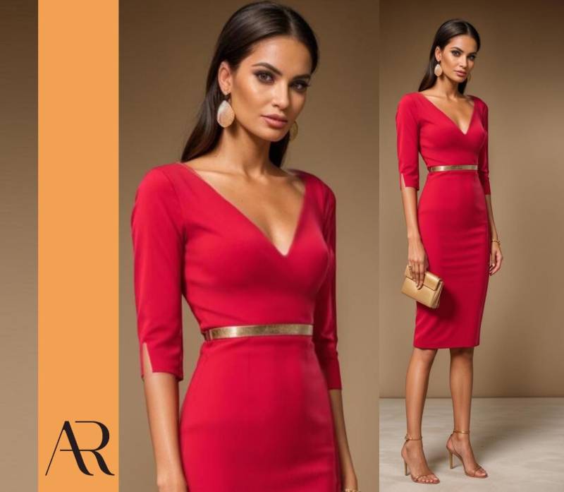 Meryl - Red Fitted Sheath Dress- Inspired By 1940S Hollywood Handmade in Germany Business Dress For Office & Events von AUDRAYdresses