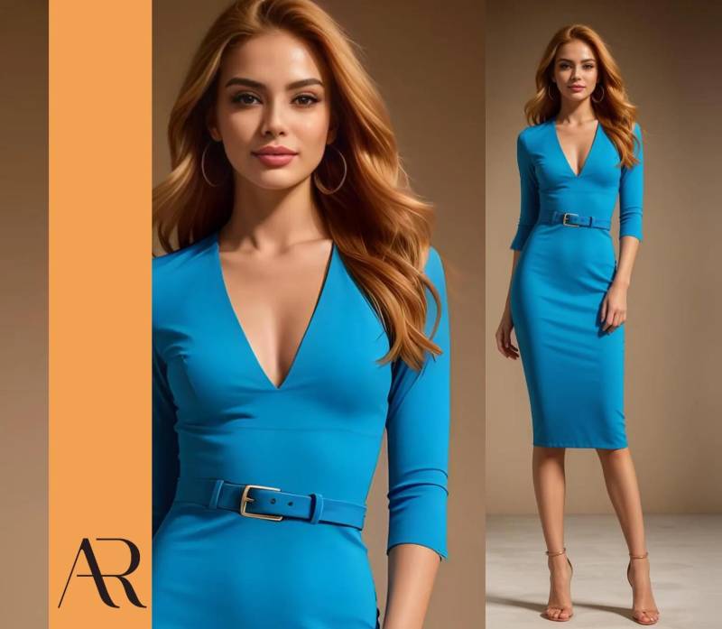 Meryl - Turquoise Fitted Sheath Dress Meryl - Turquoise Fitted Sheath Dress von AUDRAYdresses