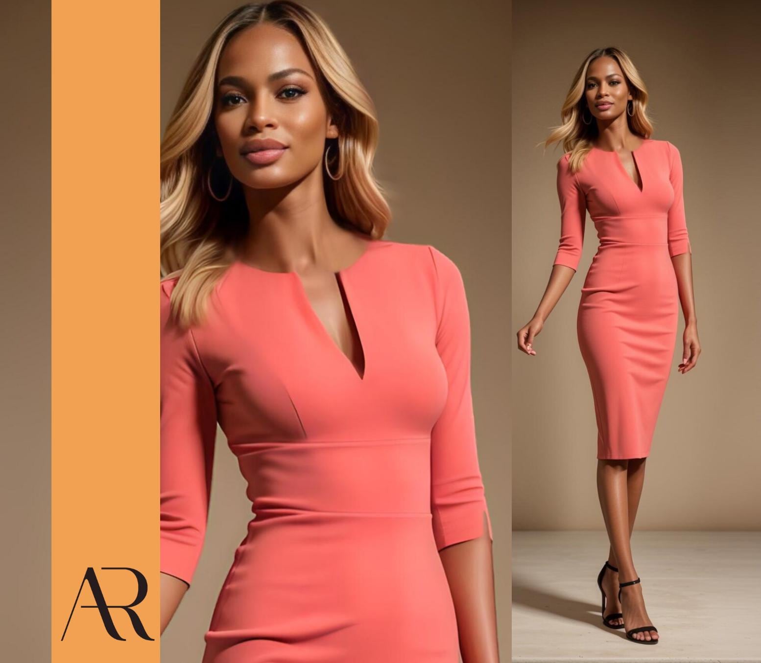 The Audray - Coral Fitted Sheath Dress- Inspired By 1940S Hollywood Handmade in Germany Business Dress For Office & Events The Audray - Coral Fitted Sheath Dress- Inspired By 1940S Hollywood Handmade in Germany Business Dress For Office & Events von AUDRAYdresses