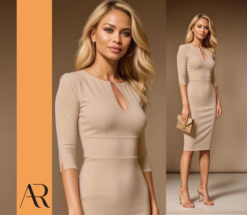 The Audray - Sand Fitted Sheath Dress- Inspired By 1940S Hollywood Handmade in Germany Business Dress For Office & Events von AUDRAYdresses