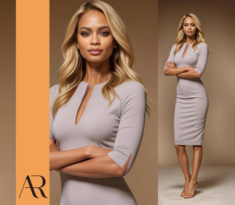 The Audray - Stone Grey Fitted Sheath Dress von AUDRAYdresses
