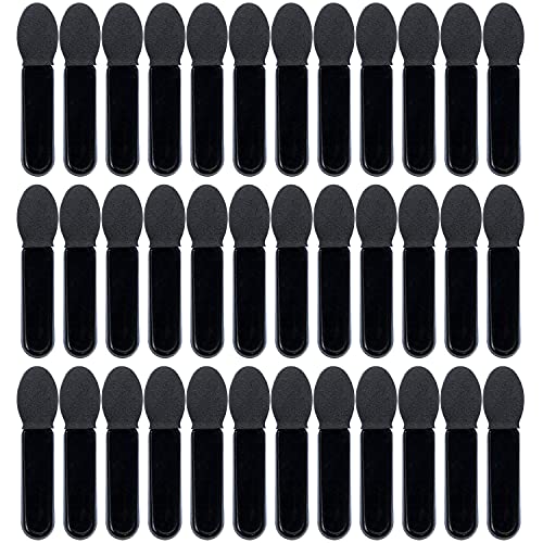 AUEAR, Einweg-Lidschatten-Pinsel, Applikatoren, Schwamm, ovale Spitze, doppelseitig, Make-up, Werkzeug, Schwarz, 50 Stück von AUEAR