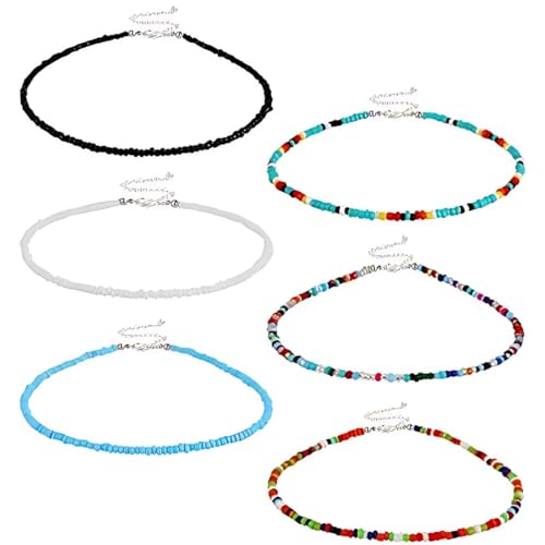 6 Stück Bunte Perlen Ketten Boho Strand Perlen Halsketten Armbänder Für Damen Mädchen Schmuck von AUEFUDQ