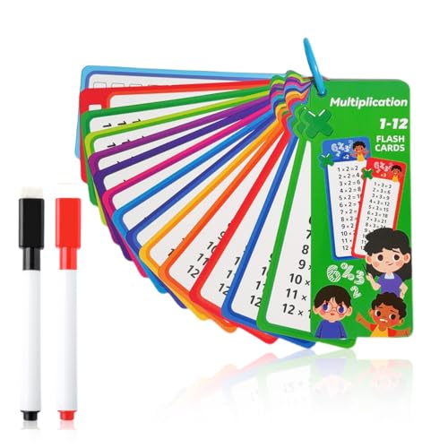 AUEFUDQ 1x1 Lernkarten, Einmaleins Tabelle mit 16 x Übungsblättern, Rechenhilfe Trocken Abwischbar Ohne zu Schmieren und Ohne Farbrückstände von AUEFUDQ