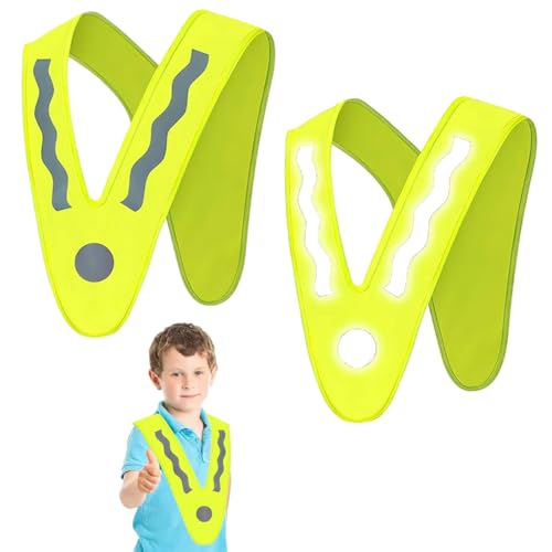 AUEFUDQ Leichte Warnweste Kinder 2 Stück V-Form Signalkragen Reflektorweste Warnschutzweste Kinder Sicherheitsweste Reiten für Kinder Fahrrad Auto Kinderwarnweste von AUEFUDQ