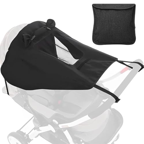 Sonnensegel für Kinderwagen mit UV Schutz 50+, Universal mit Sichtfenster & Extra Breite Schattenflügel, Double Layer Fabric, Wasserdicht Staubdicht Winddicht von AUEFUDQ