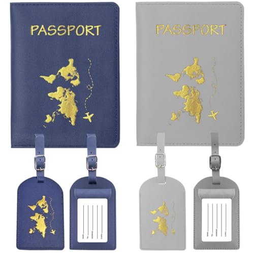 eisepasshülle Reisepass Organizer Passport Paß Hülle Organizer Cover Holder Personalisiert Etui Case Schutzhüllen Halter Leder Passaporto und Kofferanhänger 2er Set Leather Herren Damen von AUEFUDQ
