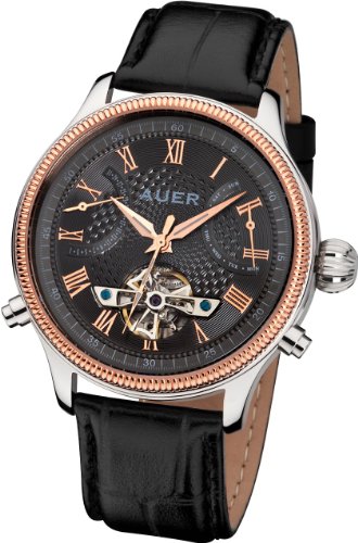 AUER Classic Collection BA-508-RGrBlL Herren Automatikuhr Offene Unruhe von AUER