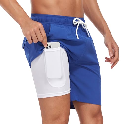 AUFIKR Badeshorts für Herren Herren Doppelschicht Beach Shorts mit Kompressionsfutter 2 in 1 Board Shorts von AUFIKR