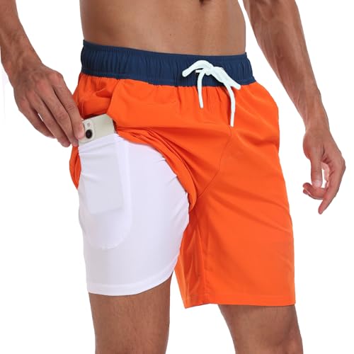 AUFIKR Badeshorts für Herren Herren Doppelschicht Beach Shorts mit Kompressionsfutter 2 in 1 Board Shorts von AUFIKR