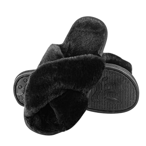 AUFIKR Damen Haus Hausschuhe Cross Band Offene Zehe Fluffy Warme Hausschuhe,Weiche Plüsch Fleece Schlafzimmer Hausschuhe rutschfeste Damen Hausschuhe Indoor AUFIKR Damen Haus Hausschuhe Cross Band Offene Zehe Fluffy Warme Hausschuhe,Weiche Plüsch Fleece Schlafzimmer Hausschuhe rutschfeste Damen Hausschuhe Indoor von AUFIKR