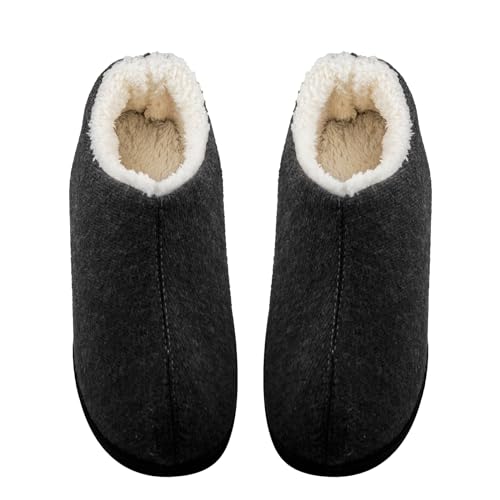 Memory Foam Hausschuhe mit warmem Fleece Futter, Geschlossene Rückseite Wolle-ähnliche Mischung Baumwolle Haus Schuhe (Schwarz, Erwachsene, Damen, 36, Numerisch (von/bis), EU Schuhgrößensystem, 37, M) von AUFIKR