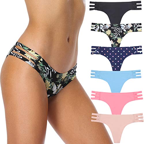 AUFU String Thong Unterwäsche Frauen Nahtlose Unterwäsche Sexy String Panties Soft Stretch Hipster 6er Pack - - Small von AUFU