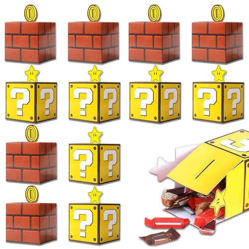 Fröhliche Themen-Snackboxen im Mauerstein-Design – 12 Stück – Stabile Kartonverpackung – Ideal für Partys und Geschenke von AUGTYRLV