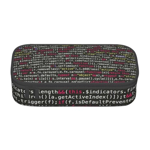 AUGUSTRUSH Federmäppchen mit großer Kapazität für Teenager, Mädchen, Jungen, Programmiercode, große Stiftebox, Tasche, 3 Fächer, Leinen-Bleistifttasche für Schüler, Schreibwaren-Zubehör mit von AUGUSTRUSH