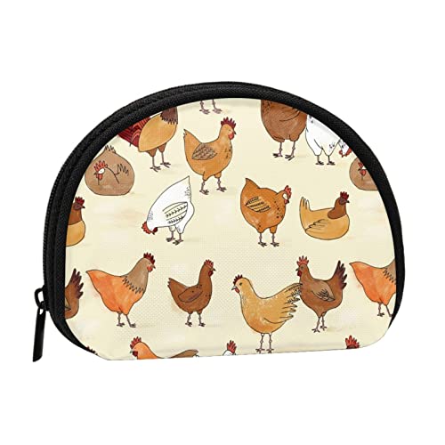 AUGUSTRUSH Kleine Geldbörse mit Reißverschluss – A Brood of Chickens Mini Canvas Wallet Tragbar und modisch für Frauen & Mädchen Ideal für Münzen, Schlüsselanhänger, Kreditkarten & Ausweis von AUGUSTRUSH