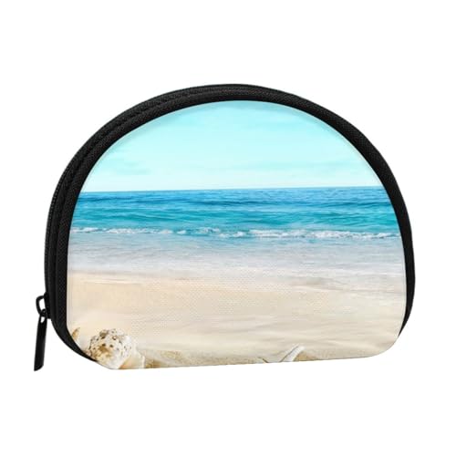 AUGUSTRUSH Kleine Geldbörse mit Reißverschluss – Muscheln Sand Mini Canvas Geldbörse Tragbar und modisch für Frauen & Mädchen Ideal für Münzen, Schlüsselanhänger, Kreditkarten & Ausweis Aufbewahrung, von AUGUSTRUSH