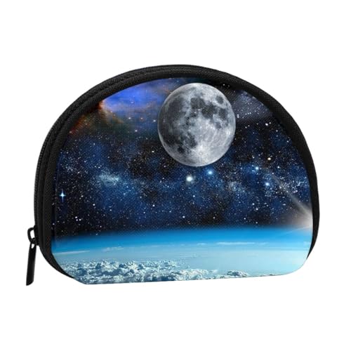 AUGUSTRUSH Kleine Geldbörse mit Reißverschluss – Space Planet Mini Canvas Wallet Tragbar & Modisch für Frauen & Mädchen Ideal für Münzen, Schlüsselanhänger, Kreditkarten & Ausweis Aufbewahrung, Space von AUGUSTRUSH