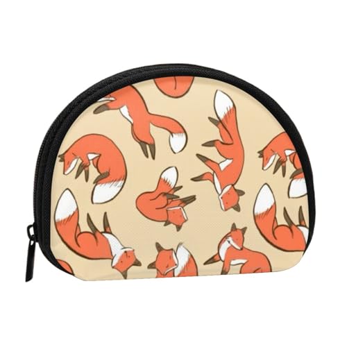 AUGUSTRUSH Kleine Geldbörse mit Reißverschluss – Viele Füchse Mini Canvas Geldbörse Tragbar & Modisch für Frauen & Mädchen Ideal für Münzen, Schlüsselanhänger, Kreditkarten & Ausweis Aufbewahrung, von AUGUSTRUSH