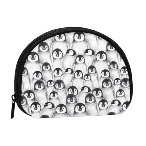 AUGUSTRUSH Kleine Geldbörse mit Reißverschluss – niedliche Pinguine Skizze Mini Canvas Geldbörse Tragbar und modisch für Frauen & Mädchen Ideal für Münzen, Schlüsselanhänger, Kreditkarten & Ausweis von AUGUSTRUSH