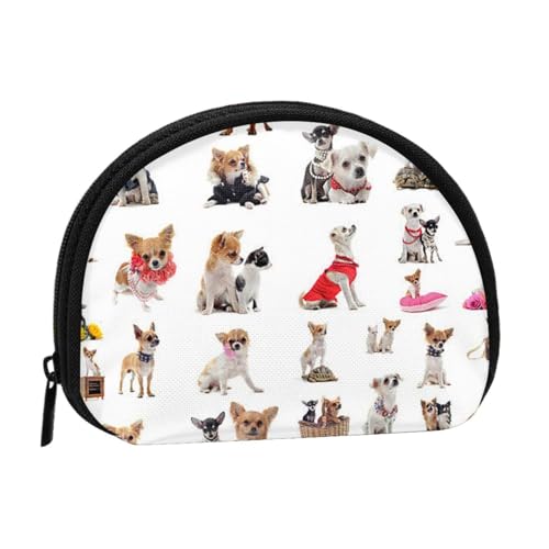 AUGUSTRUSH Kleine Geldbörse mit Reißverschluss – niedlicher Chihuahua Mops Mini Canvas Geldbörse Tragbar und modisch für Frauen & Mädchen Ideal für Münzen, Schlüsselanhänger, Kreditkarten & Ausweis von AUGUSTRUSH