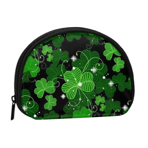AUGUSTRUSH Kleines Münzgeldbörse mit Reißverschluss, Motiv: St. Patricks Day Leaves Mini Canvas Wallet Tragbar und modisch für Damen und Mädchen Ideal für Münzen, Schlüsselanhänger, Kreditkarten & von AUGUSTRUSH
