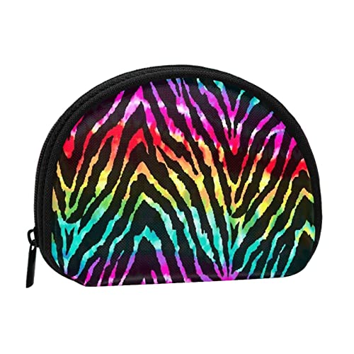 AUGUSTRUSH Kleines Münzgeldbörse mit Reißverschluss, buntes Regenbogen-Zebramuster, Mini-Geldbörse, aus Segeltuch, tragbar und modisch für Damen und Mädchen, ideal für Münzen, Schlüsselanhänger, von AUGUSTRUSH