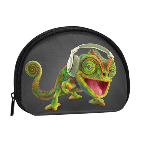 AUGUSTRUSH Kleines Münzgeldbörse mit Reißverschluss – Chamäleon Listen Music Mini Canvas Wallet Tragbar und modisch für Frauen & Mädchen Ideal für Münzen, Schlüsselanhänger, Kreditkarten & Ausweis von AUGUSTRUSH