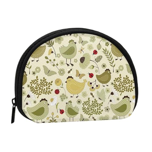 AUGUSTRUSH Kleines Münzgeldbörse mit Reißverschluss – Gelbe Blätter Huhn Mini Canvas Geldbörse Tragbar und modisch für Frauen & Mädchen Ideal für Münzen, Schlüsselanhänger, Kreditkarten & Ausweis von AUGUSTRUSH