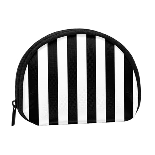 AUGUSTRUSH Kleines Münzgeldbörse mit Reißverschluss – Schwarz & Weiß gestreift Mini Canvas Geldbörse Tragbar & modisch für Damen & Mädchen Ideal für Münzen, Schlüsselanhänger, Kreditkarten & Ausweis von AUGUSTRUSH