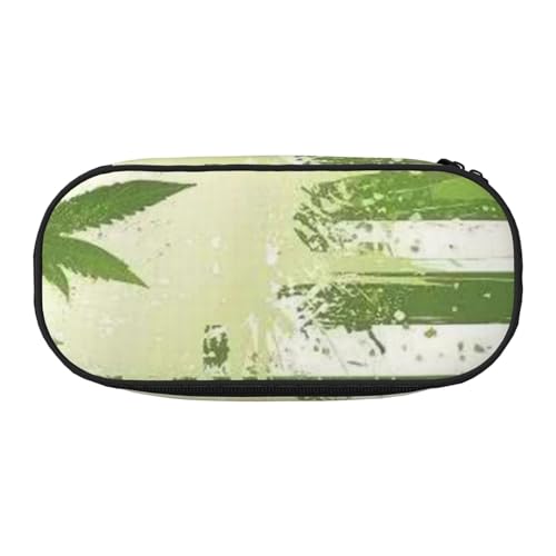 AUGUSTRUSH Niedliches Federmäppchen für Mädchen und Frauen, Gras-Topf-Blatt-Bleistiftbox mit Reißverschluss, Oxford-Stoff, großes Fassungsvermögen, Federmäppchen mit Stiftfächern, 22 x 11 x 4,5 cm, von AUGUSTRUSH