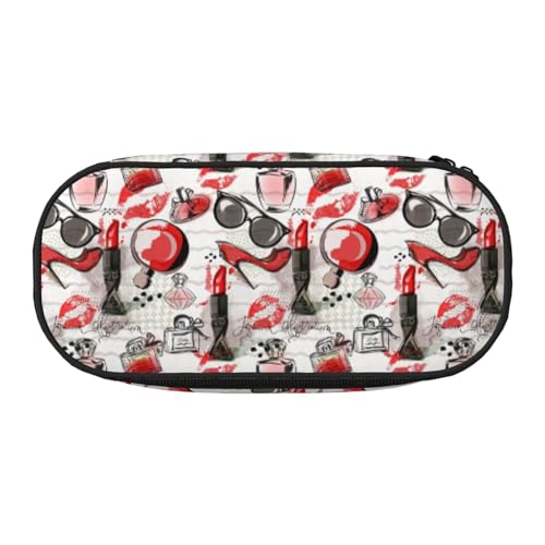 AUGUSTRUSH Niedliches Federmäppchen für Mädchen und Frauen, Kosmetik-Parfüm-Kunst-Bleistiftbox mit Reißverschluss, Oxford-Stoff, großes Fassungsvermögen, Federmäppchen mit Stiftfächern, 22 x 11 x 4,5 von AUGUSTRUSH