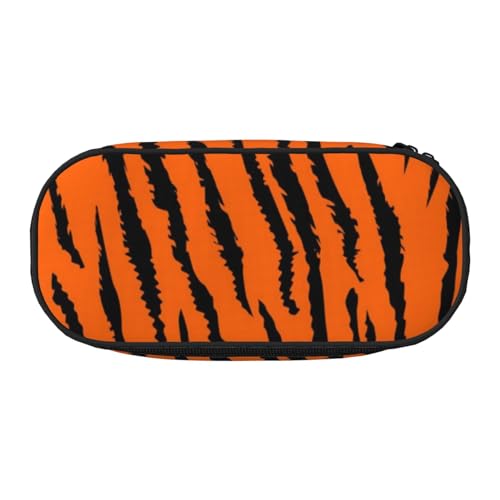 AUGUSTRUSH Niedliches Federmäppchen für Mädchen und Frauen, Orange Tiger Leopard Federmäppchen mit Reißverschluss, Oxford-Tuch, großes Fassungsvermögen, Federmäppchen mit Stiftfächern, 22 x 11 x 4,5 von AUGUSTRUSH