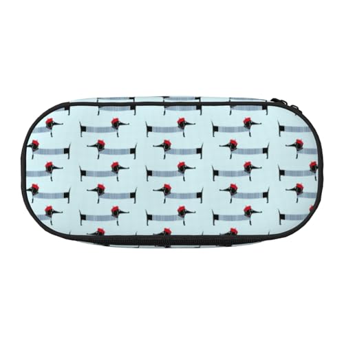 AUGUSTRUSH Niedliches Federmäppchen für Mädchen und Frauen, Pariser Dackel, Federmäppchen mit Reißverschluss, Oxford-Stoff, großes Fassungsvermögen, Federmäppchen mit Stiftfächern, 22 x 11 x 4,5 cm, von AUGUSTRUSH